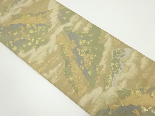 アンティーク　服部織物製　遠山に霞模様織り出し袋帯（材料）